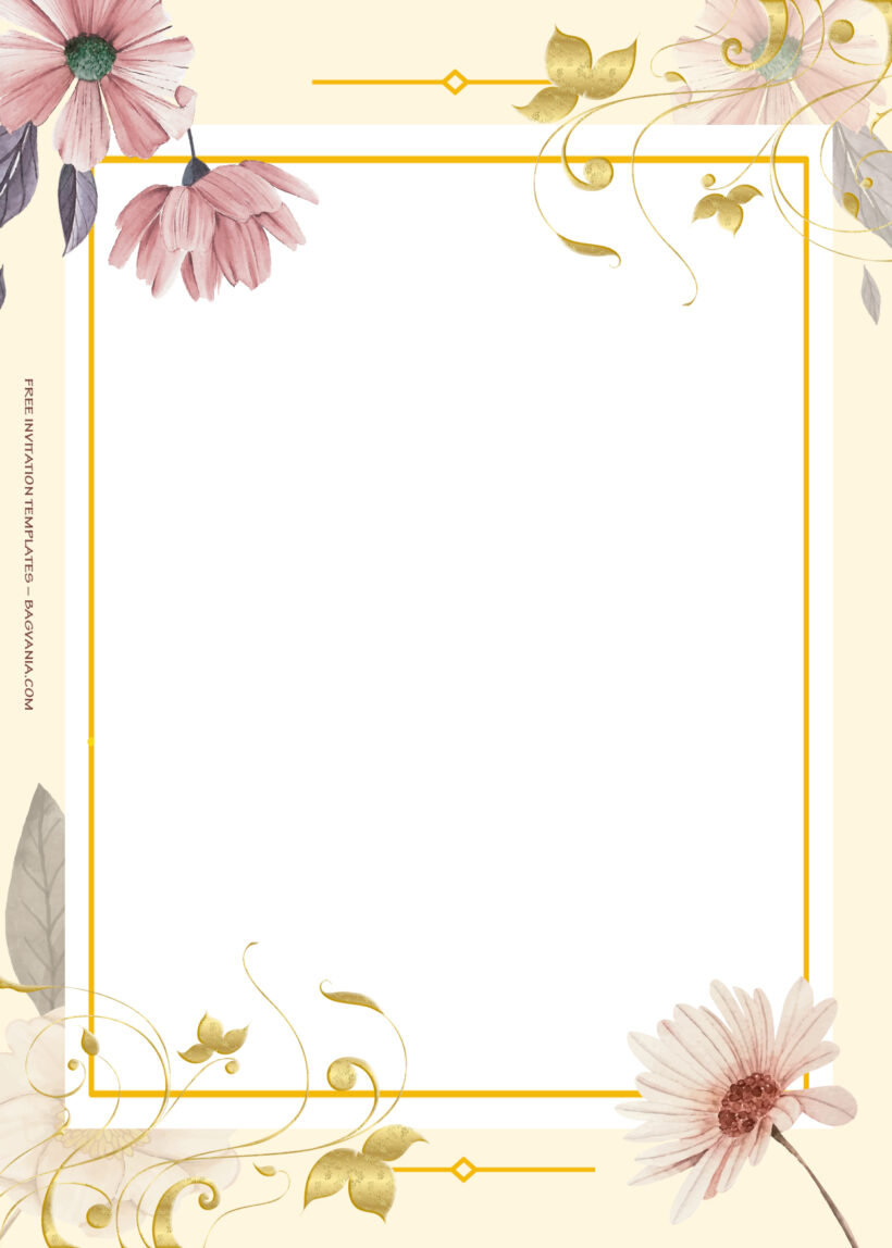 8+ Autumn Blossoming Gold Floral Wedding Invitation Five