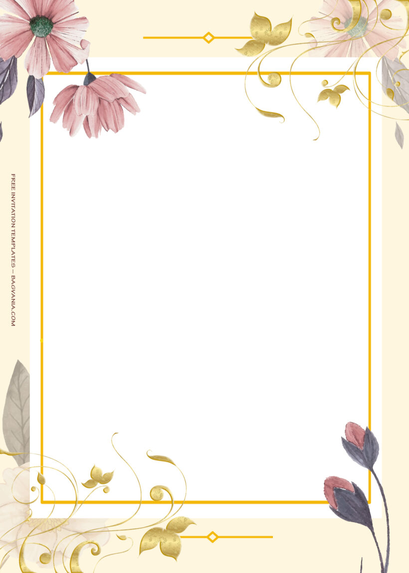 8+ Autumn Blossoming Gold Floral Wedding Invitation Four
