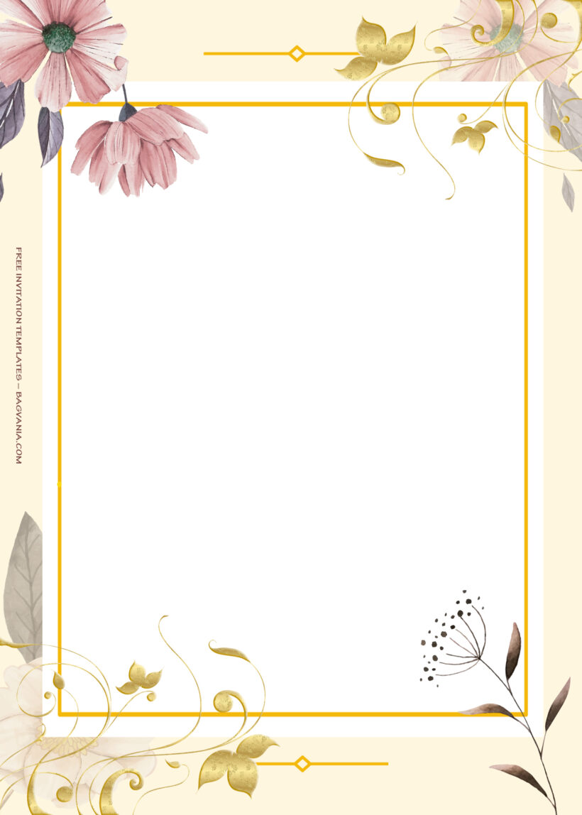 8+ Autumn Blossoming Gold Floral Wedding Invitation Seven