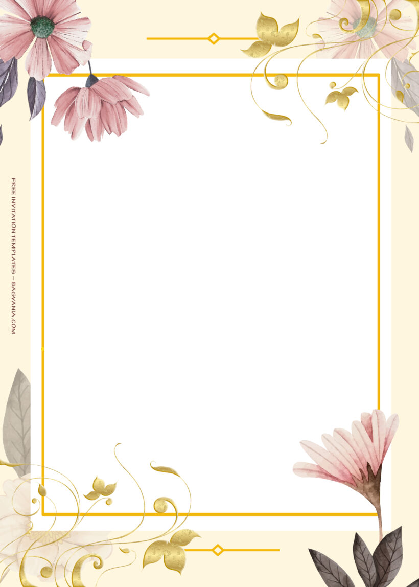 8+ Autumn Blossoming Gold Floral Wedding Invitation Six