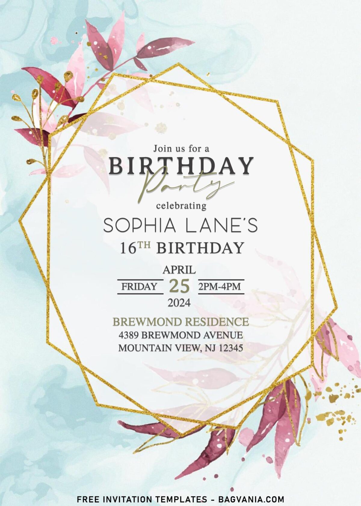 8+ Soft And Elegant Geometric Greenery Birthday Invitation Templates