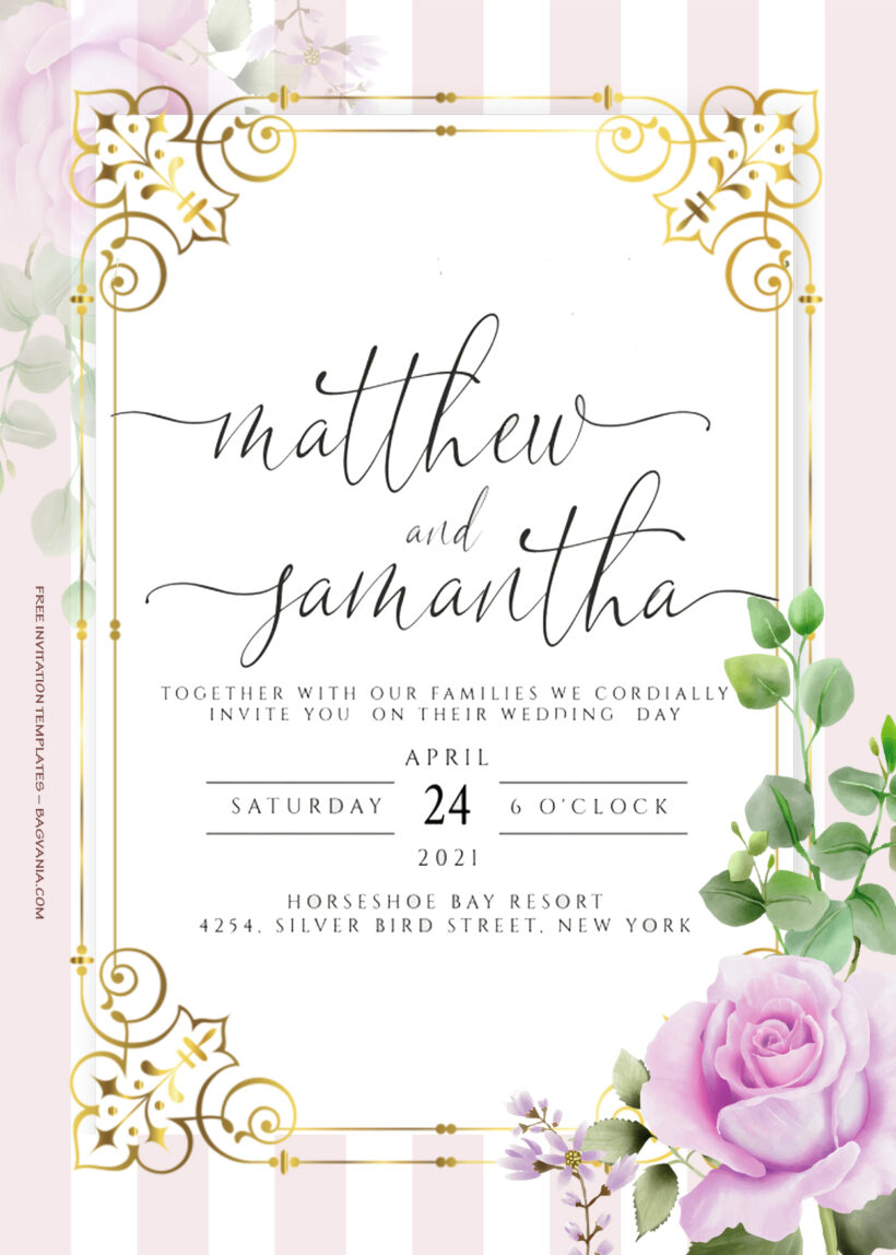 8+ Fancy With Gold Blossom Floral Wedding Invitation Templates Title