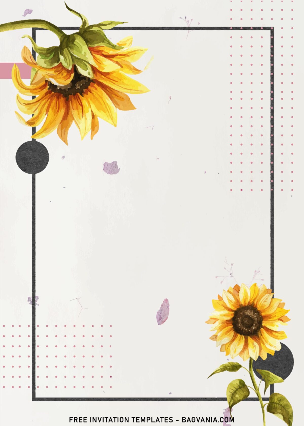 8+ Gorgeous Watercolor Cross Pattern With Sunflower Invitation Templates with rustic background