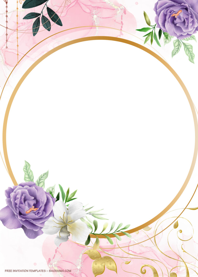 8+ Purple And White Gold Frame Floral Wedding Invitation One