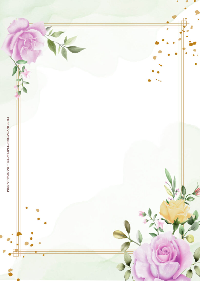 8+ Purple Spring Gold Floral Wedding Invitation Five