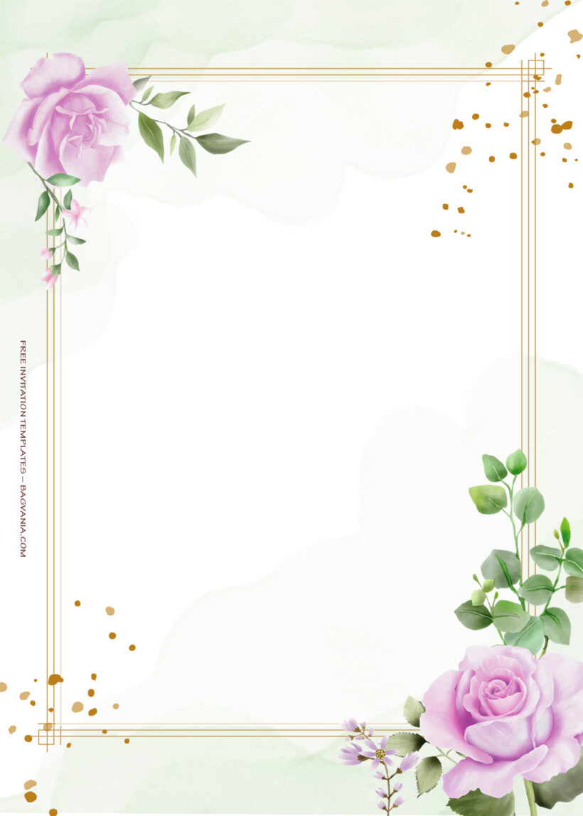 8+ Purple Spring Gold Floral Wedding Invitation One