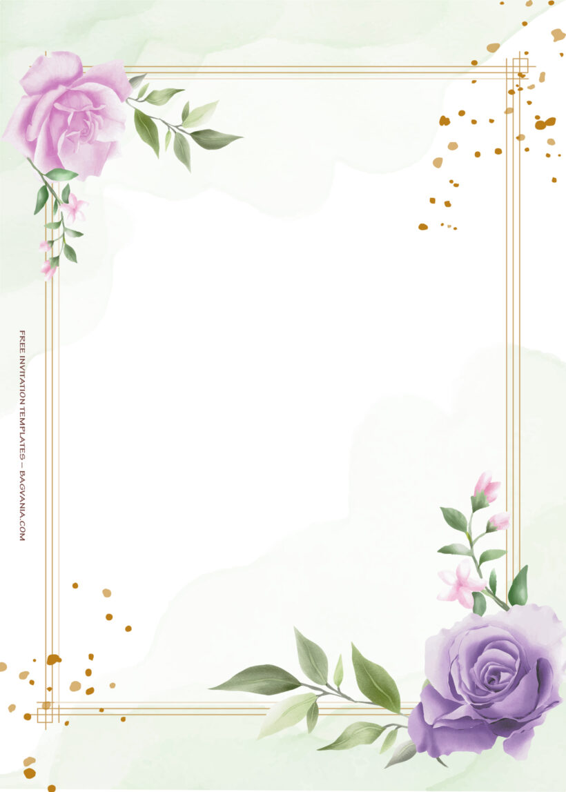 8+ Purple Spring Gold Floral Wedding Invitation Seven