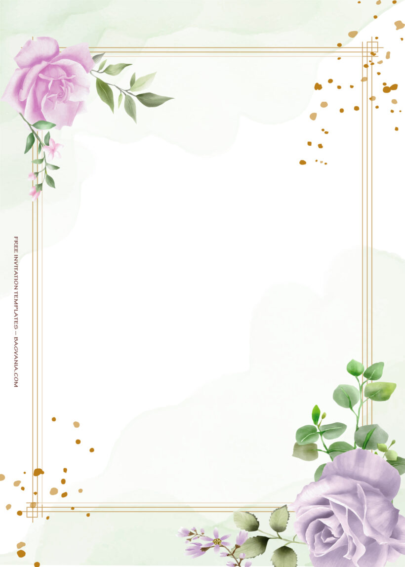 8+ Purple Spring Gold Floral Wedding Invitation Six