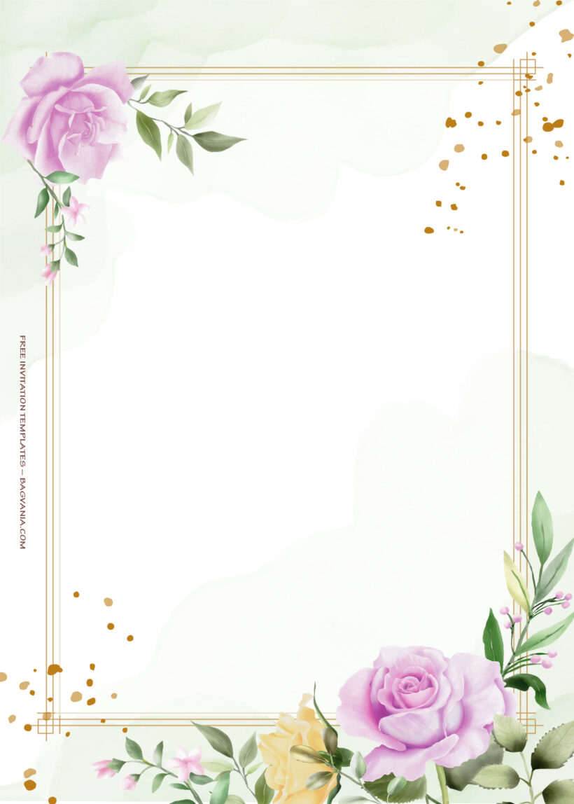 8+ Purple Spring Gold Floral Wedding Invitation Three