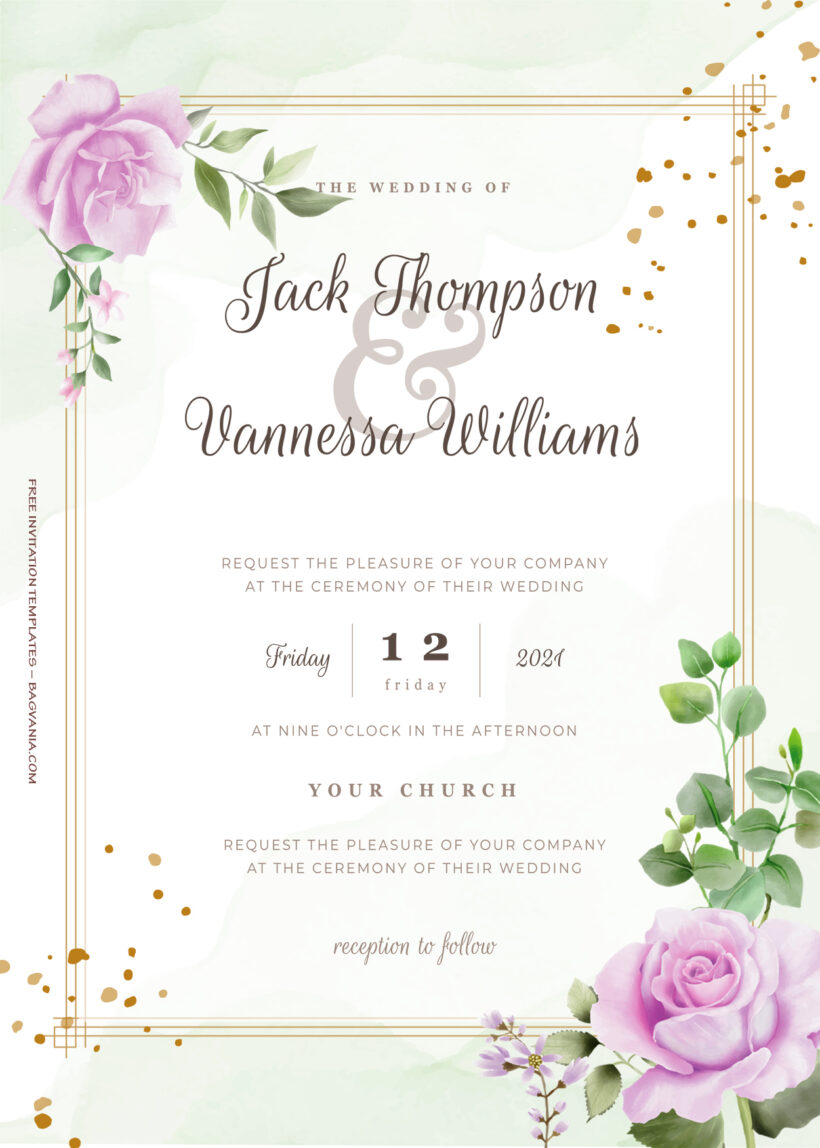 8+ Purple Spring Gold Floral Wedding Invitation Title