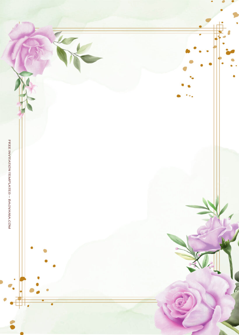 8+ Purple Spring Gold Floral Wedding Invitation Two