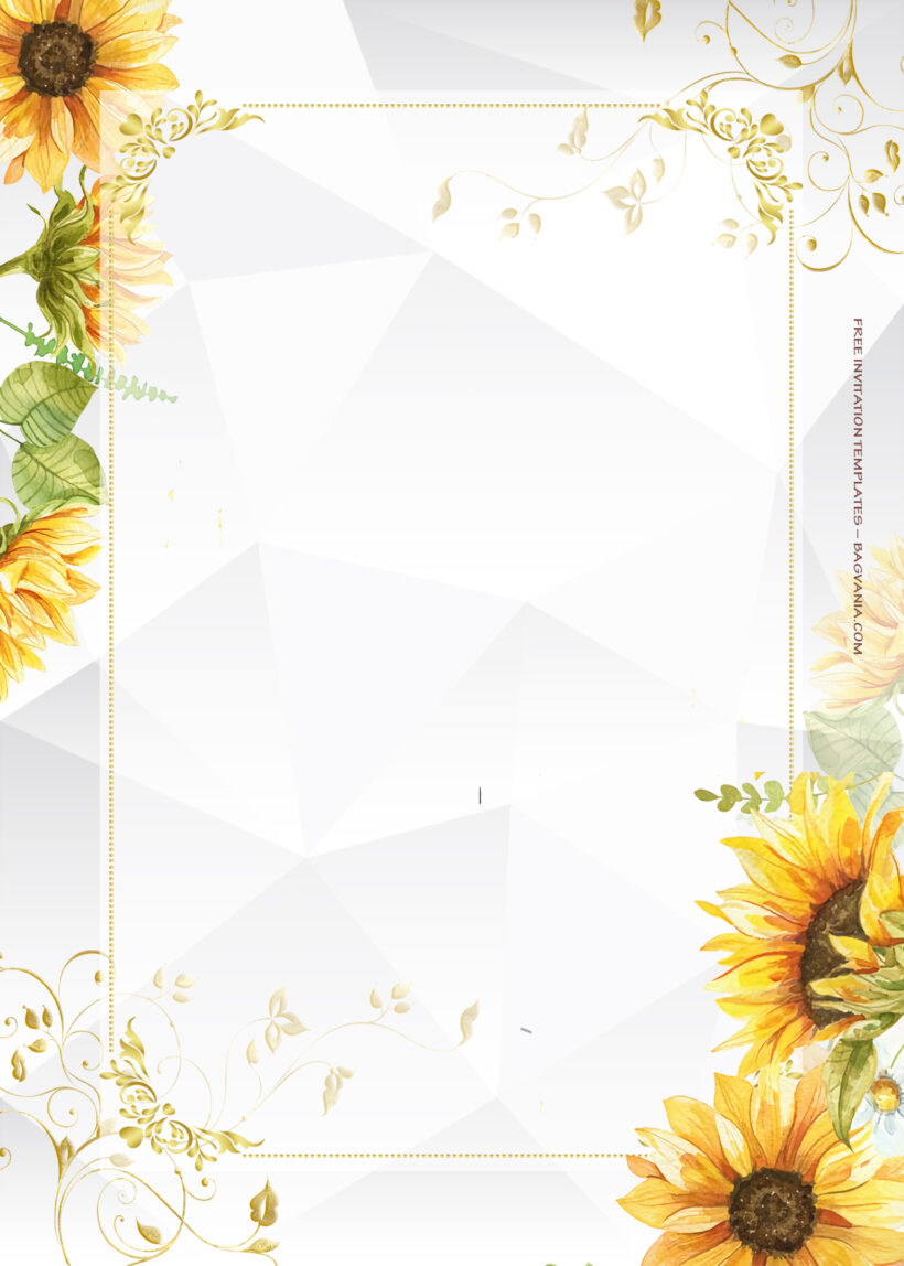 8+ Sunflower Garden Gold And Floral Wedding Invitation Five