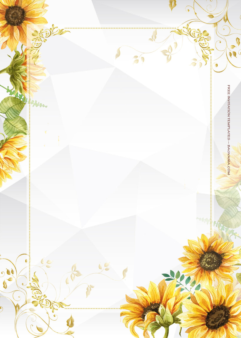 8+ Sunflower Garden Gold And Floral Wedding Invitation Four