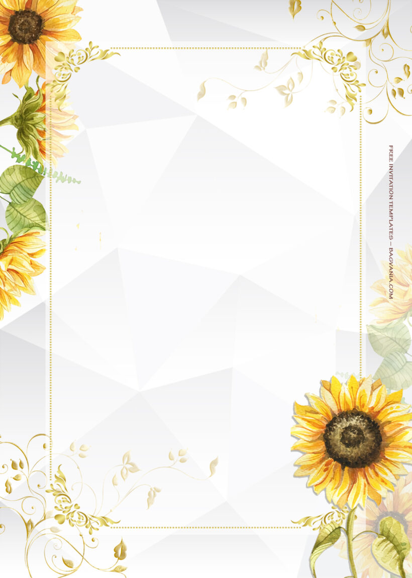 8+ Sunflower Garden Gold And Floral Wedding Invitation One