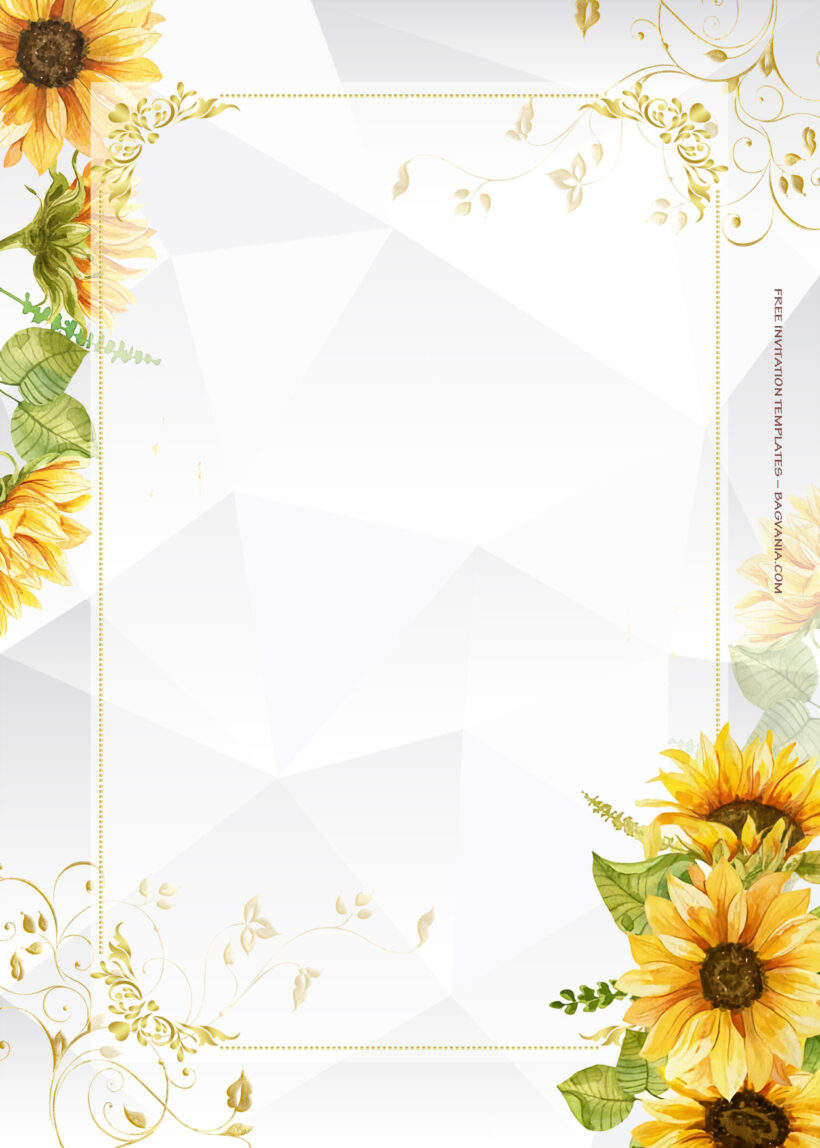 8+ Sunflower Garden Gold And Floral Wedding Invitation Seven
