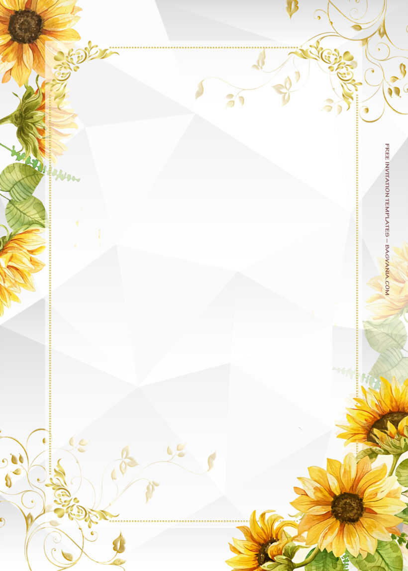 8+ Sunflower Garden Gold And Floral Wedding Invitation Six