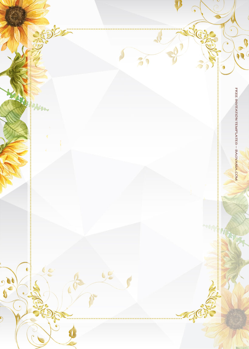 8+ Sunflower Garden Gold And Floral Wedding Invitation Two