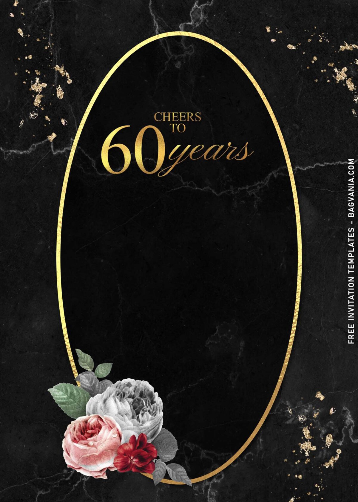 8+ Jewel Toned Marble And Rose 60th Birthday Invitation Templates with gleaming gold sparkles