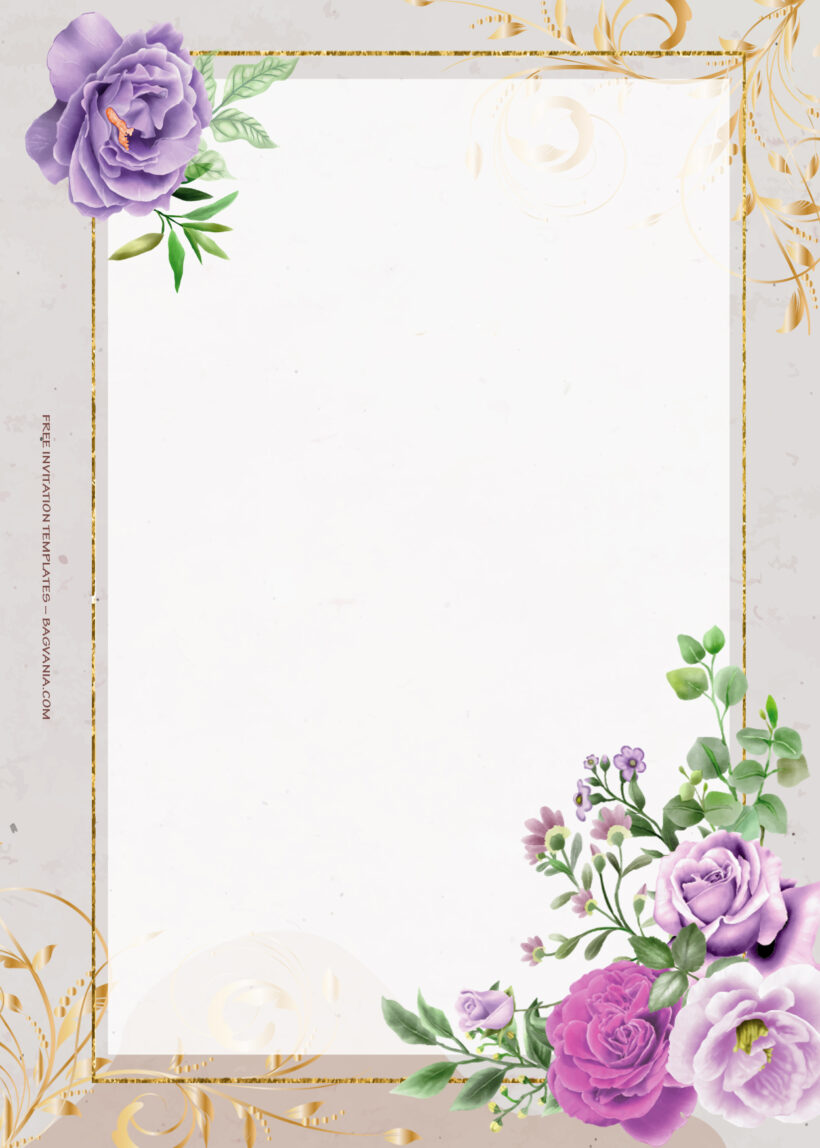 9+ Purple Garden Gold Wedding Invitation Templates Four