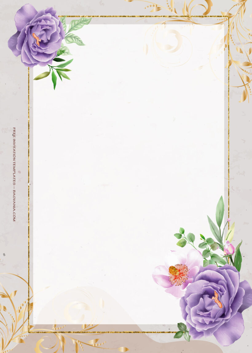 9+ Purple Garden Gold Wedding Invitation Templates One