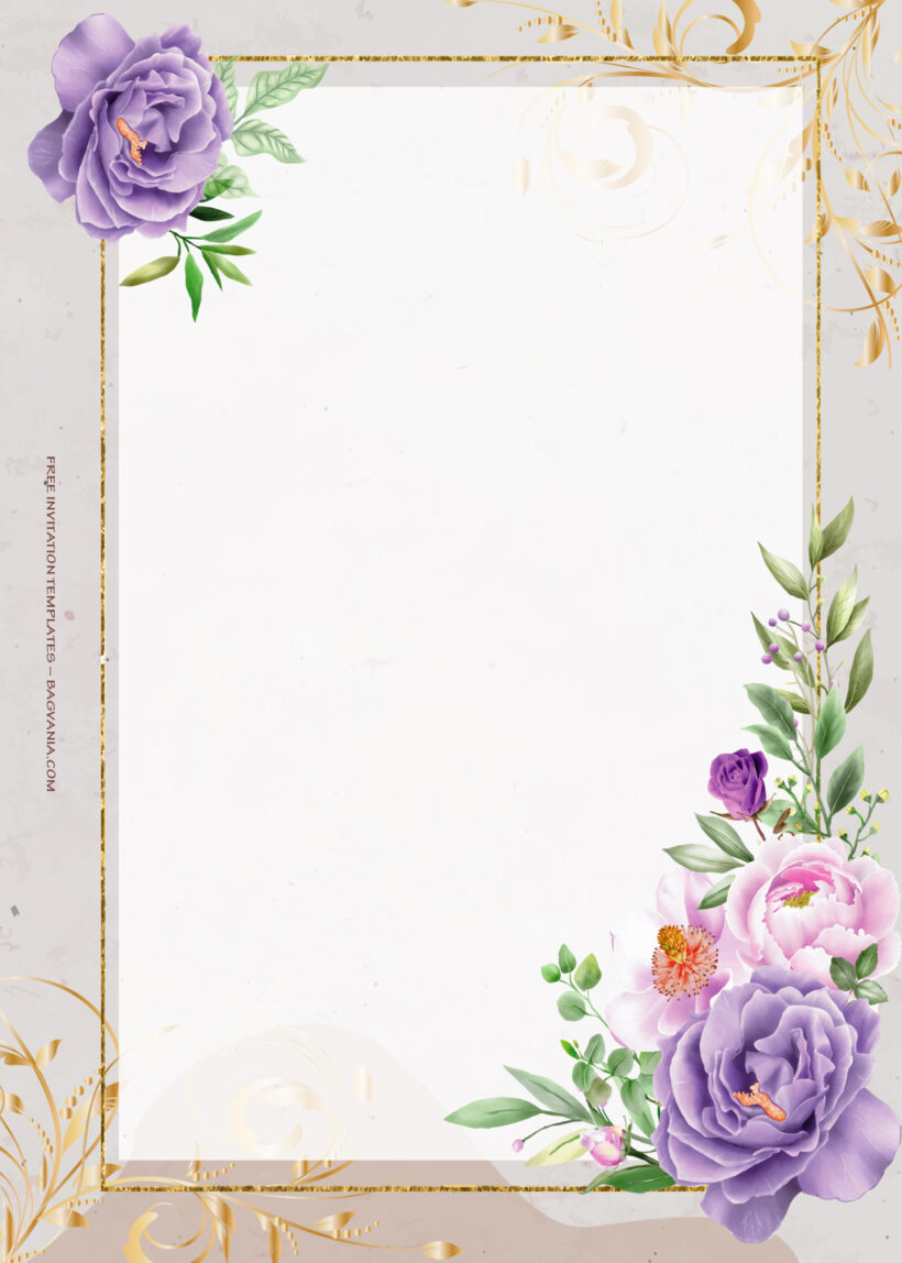 9+ Purple Garden Gold Wedding Invitation Templates Three