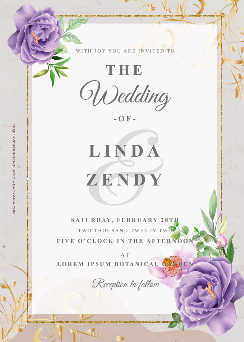 9+ Purple Garden Gold Wedding Invitation Templates Title