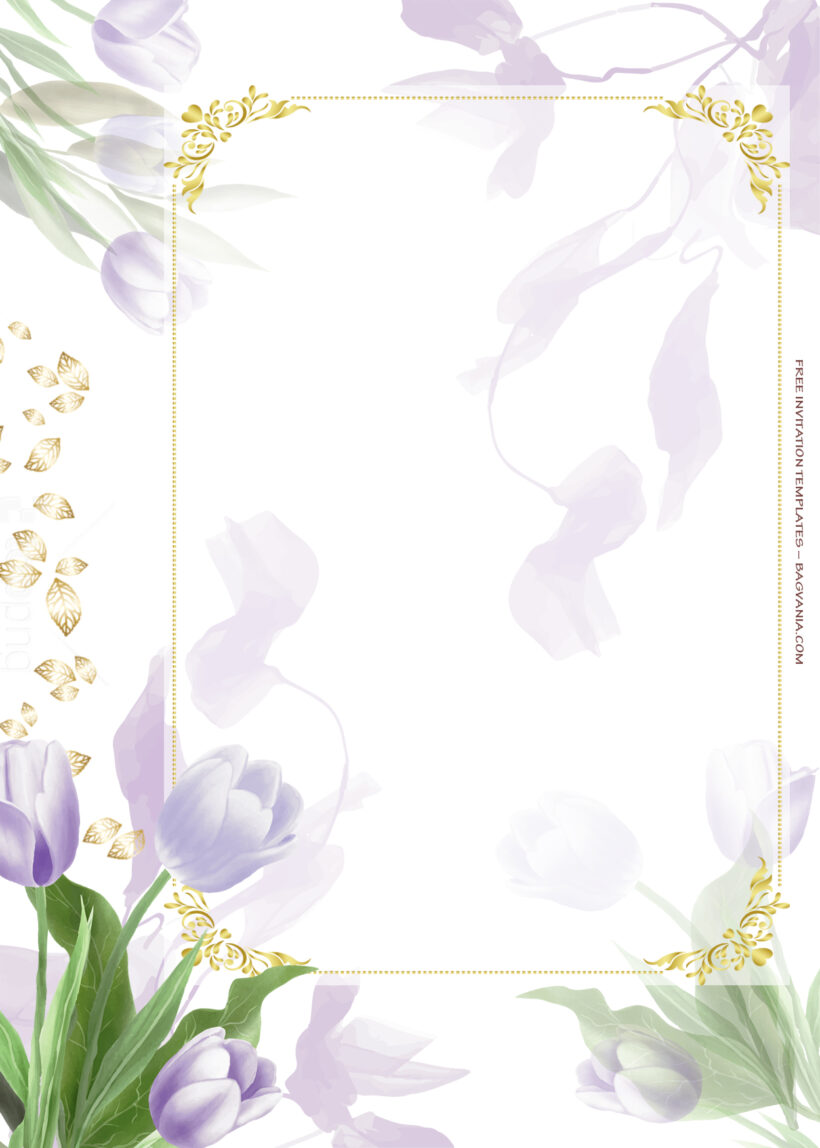 9+ Purple Tulips And Summer Gold Floral Wedding Invitation Templates Four