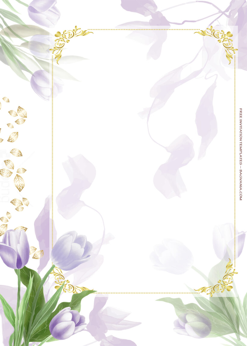 9+ Purple Tulips And Summer Gold Floral Wedding Invitation Templates One