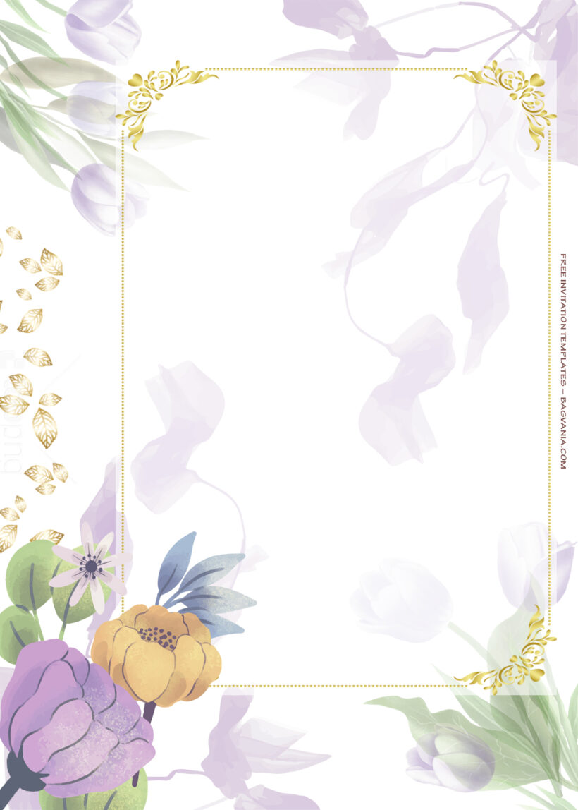 9+ Purple Tulips And Summer Gold Floral Wedding Invitation Templates Seven