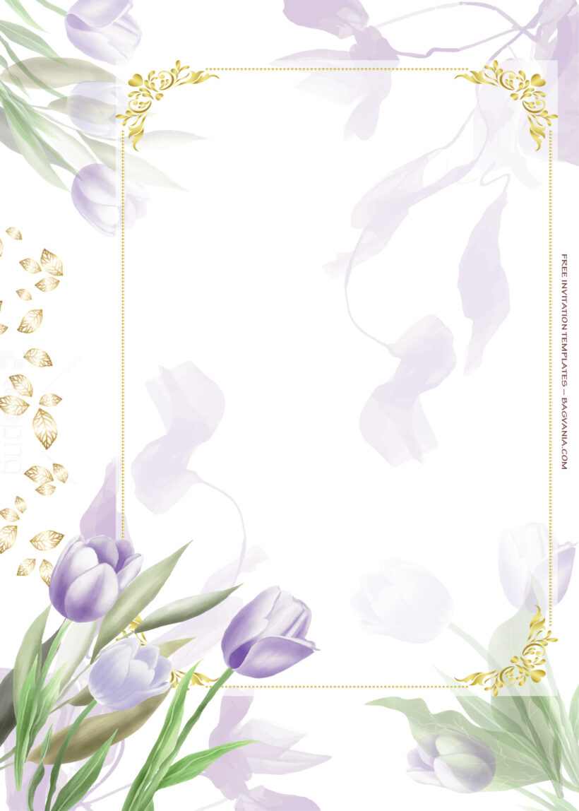 9+ Purple Tulips And Summer Gold Floral Wedding Invitation Templates Two