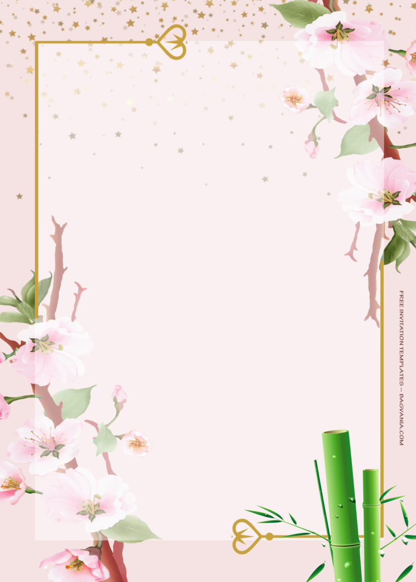 9+ Spring Sakura With Gold Floral Wedding Invitation Templates One