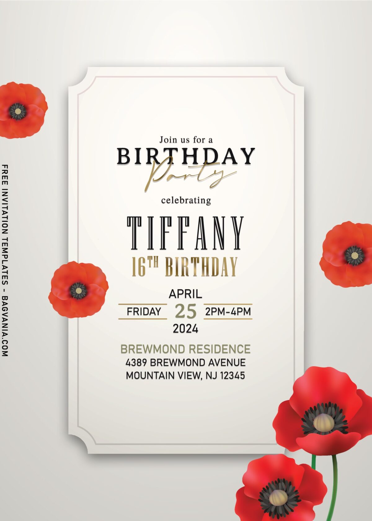 10+ Luxury Elegance Red Poppy Birthday Invitation Templates