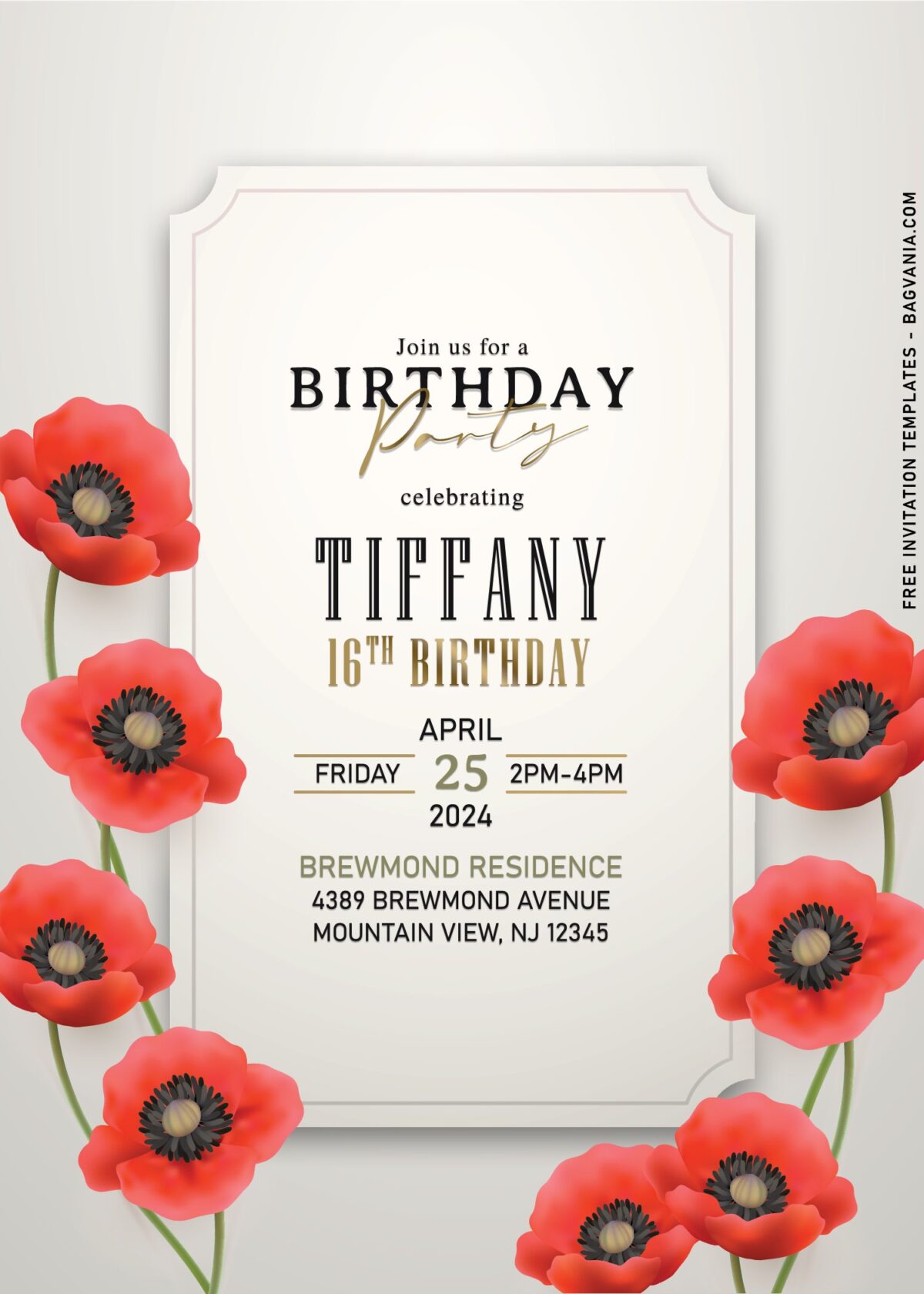 10+ Luxury Elegance Red Poppy Birthday Invitation Templates