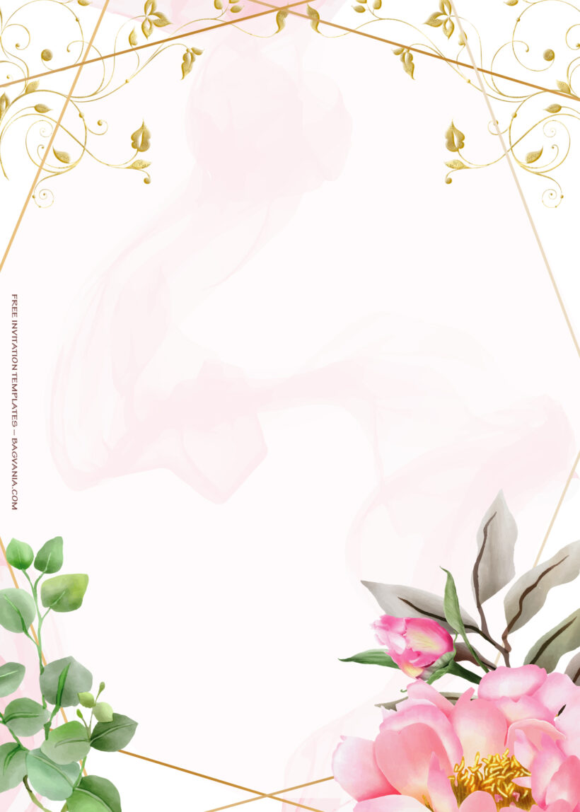 10+ Pink Land Floral Gold Wedding Invitation Templates Four