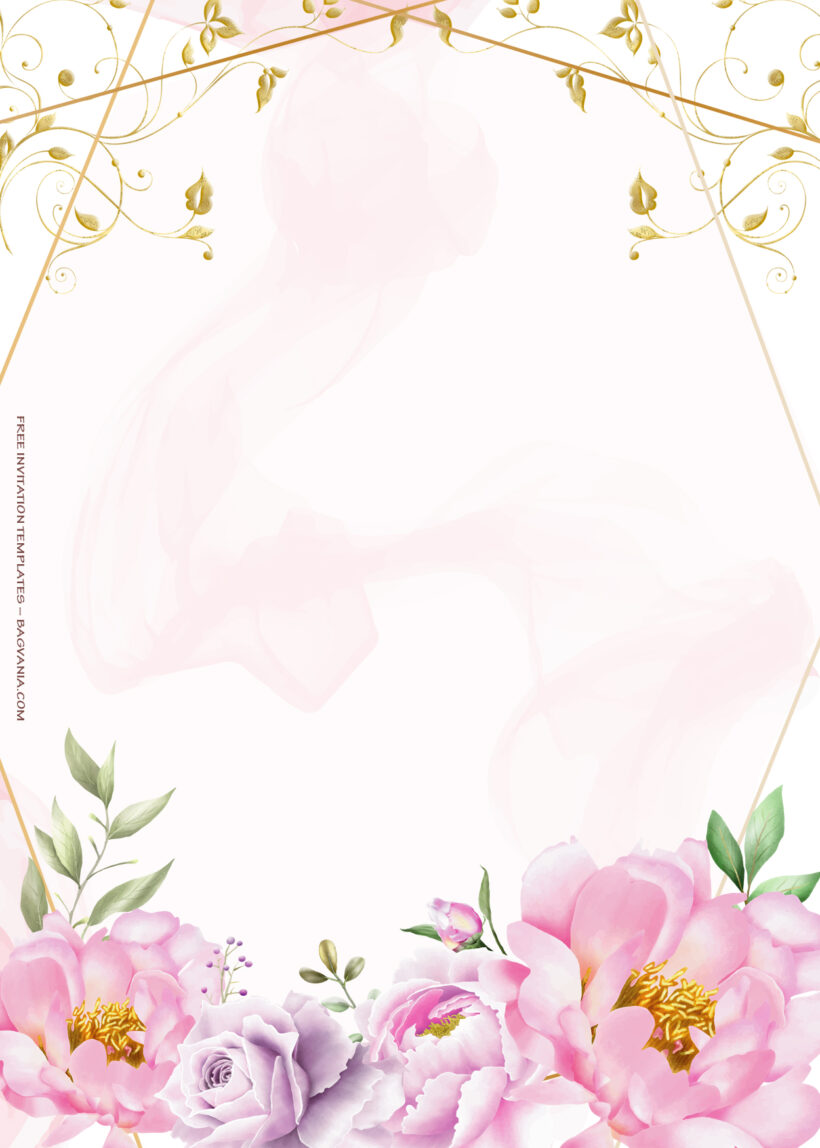 10+ Pink Land Floral Gold Wedding Invitation Templates One