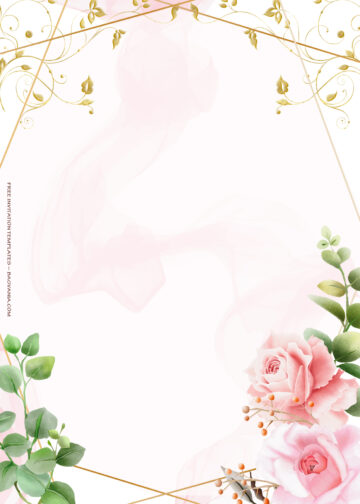 10+ Pink Land Floral Gold Wedding Invitation Templates | FREE Printable ...