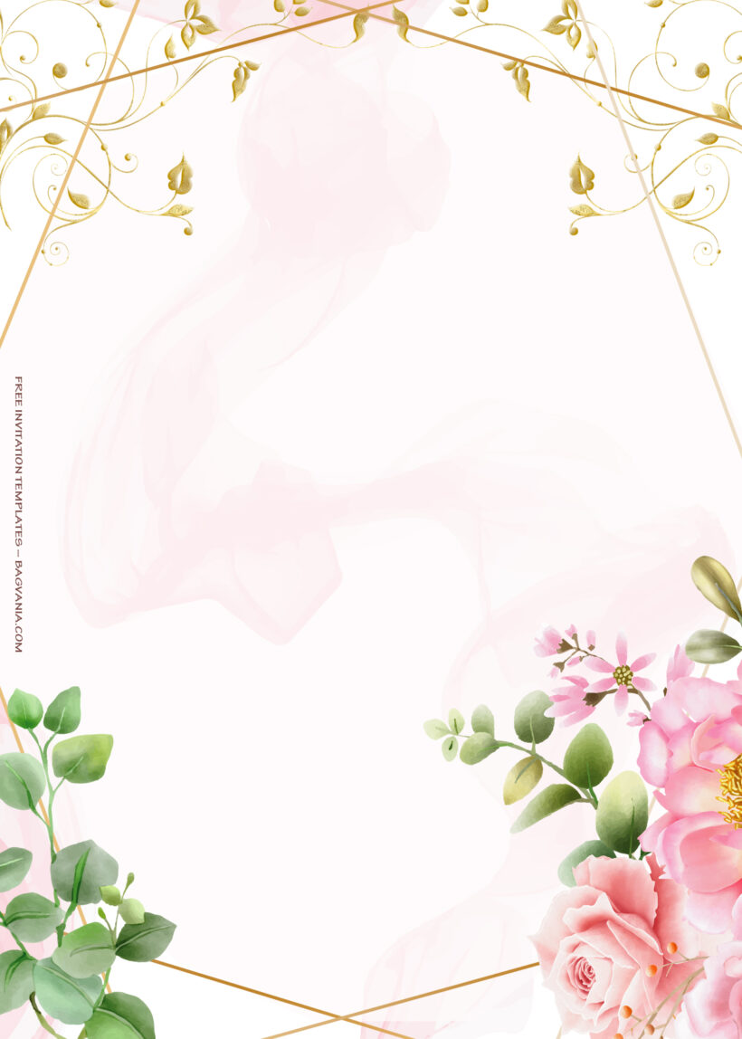 10+ Pink Land Floral Gold Wedding Invitation Templates Six