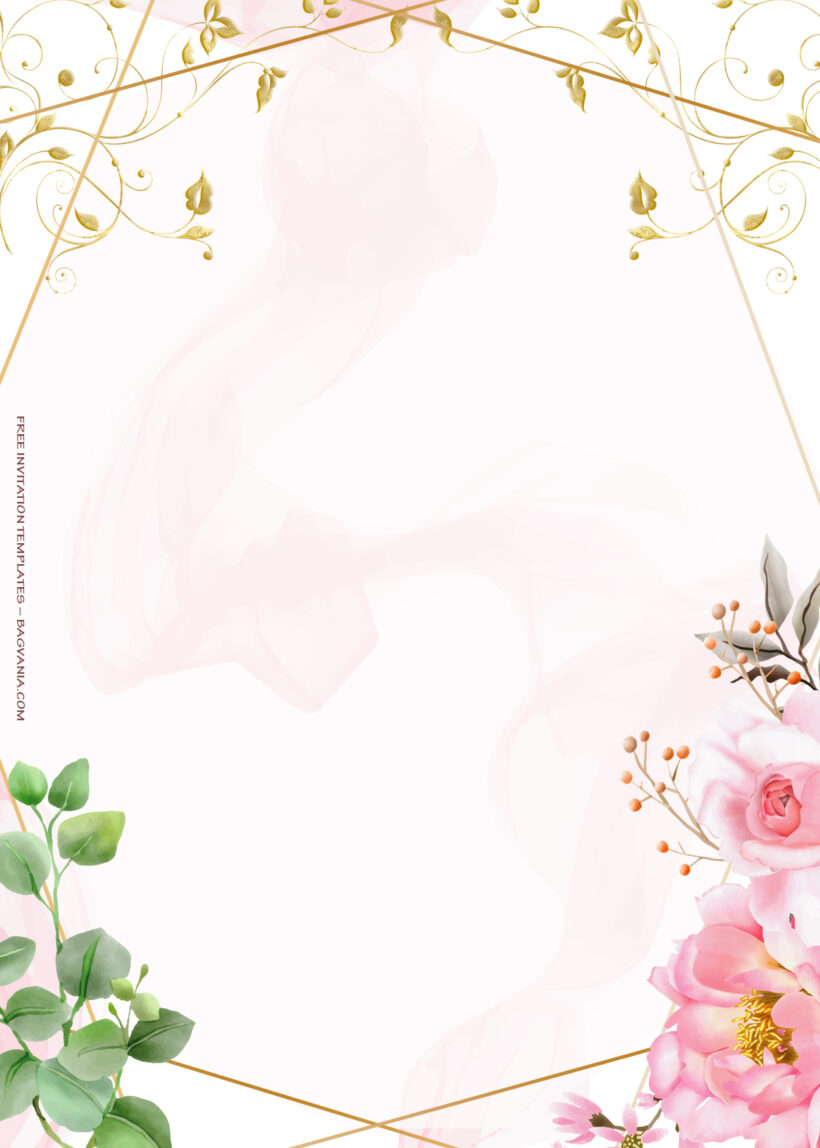 10+ Pink Land Floral Gold Wedding Invitation Templates Eight