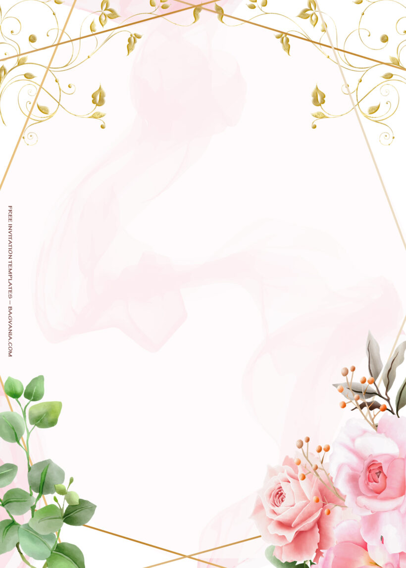 10+ Pink Land Floral Gold Wedding Invitation Templates Five