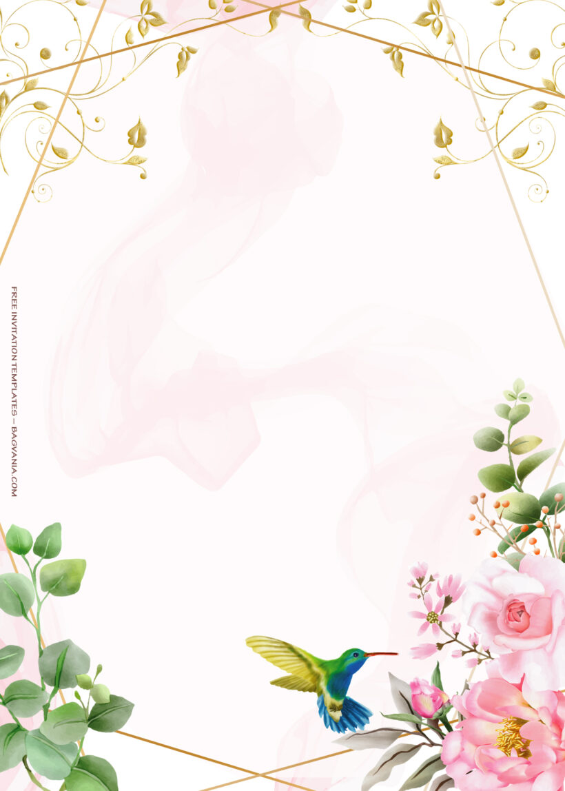 10+ Pink Land Floral Gold Wedding Invitation Templates Two