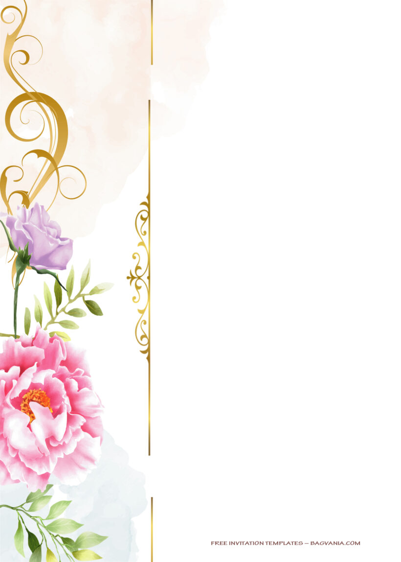 10+ Pretty Summer Gold Floral Wedding Invitation Templates Eight