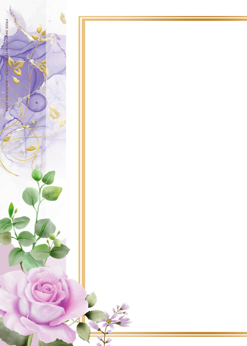 10+ Purple Fiesta Gold Floral Wedding Invitation Templates Eight