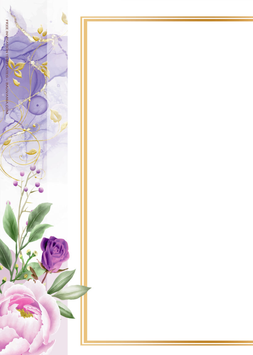 10+ Purple Fiesta Gold Floral Wedding Invitation Templates Five