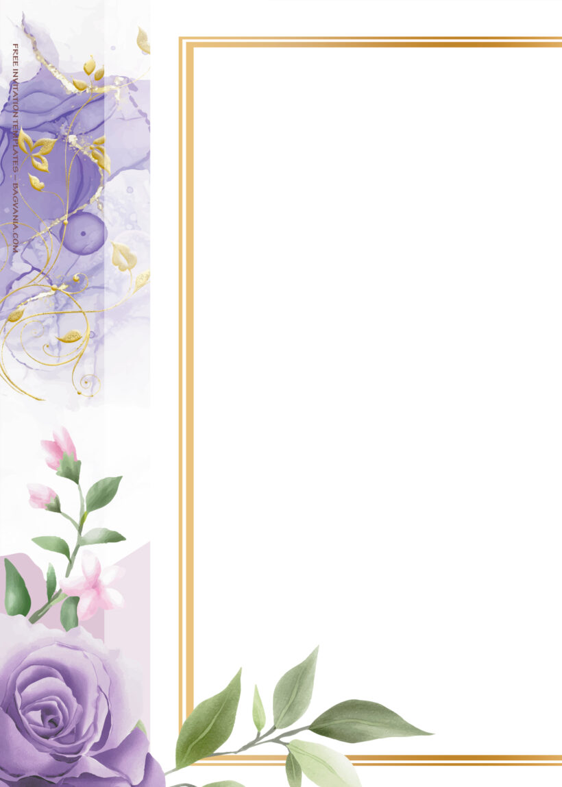 10+ Purple Fiesta Gold Floral Wedding Invitation Templates Four