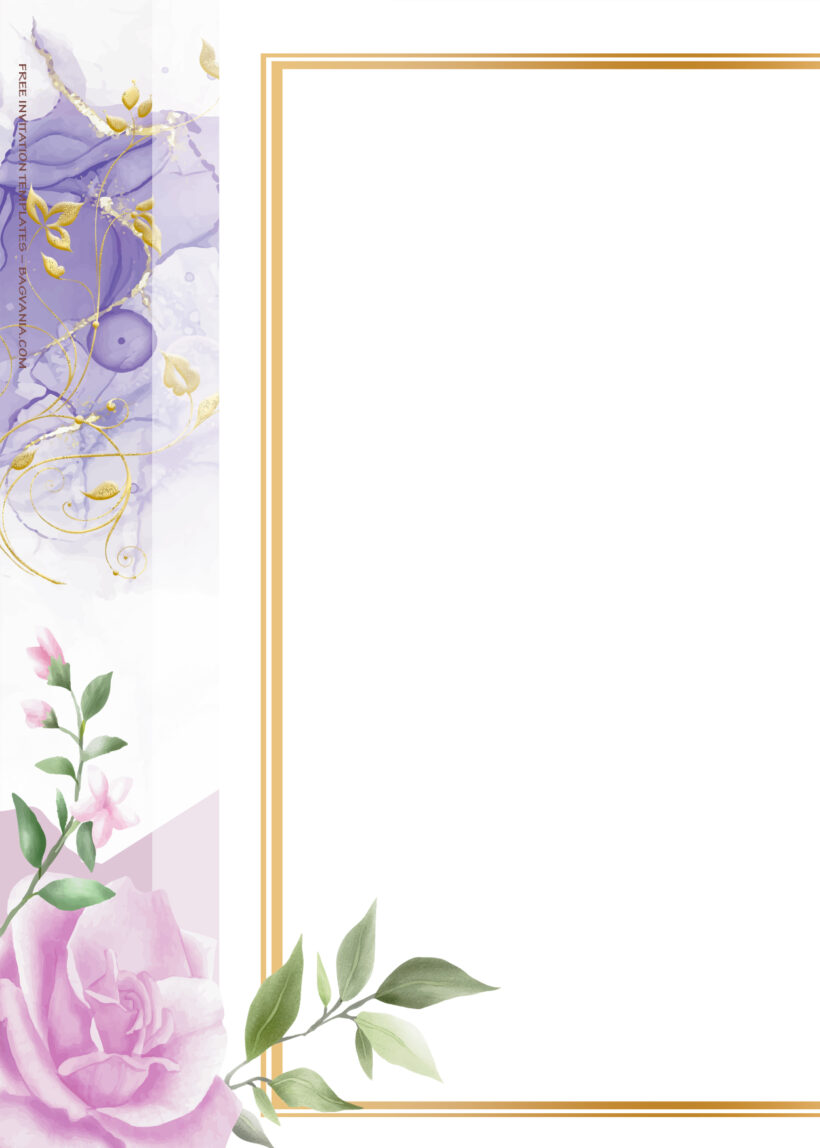 10+ Purple Fiesta Gold Floral Wedding Invitation Templates Nine