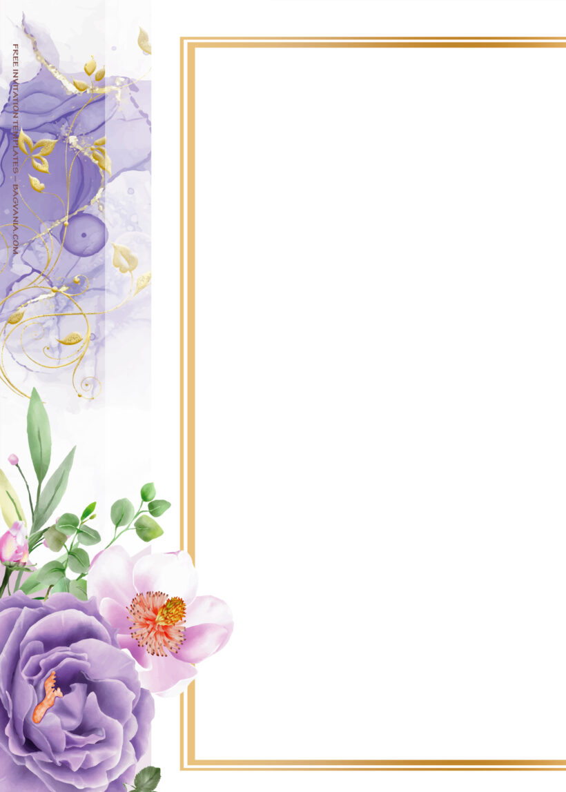 10+ Purple Fiesta Gold Floral Wedding Invitation Templates Three
