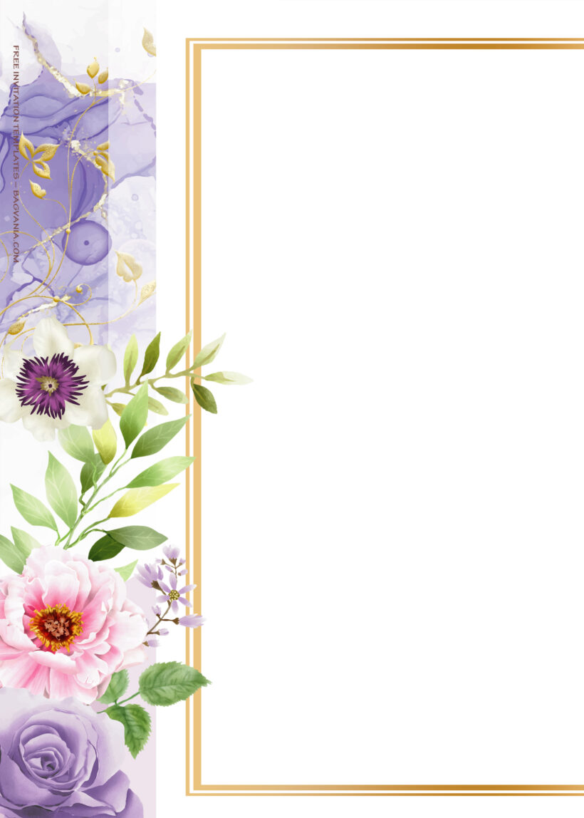 10+ Purple Fiesta Gold Floral Wedding Invitation Templates Two