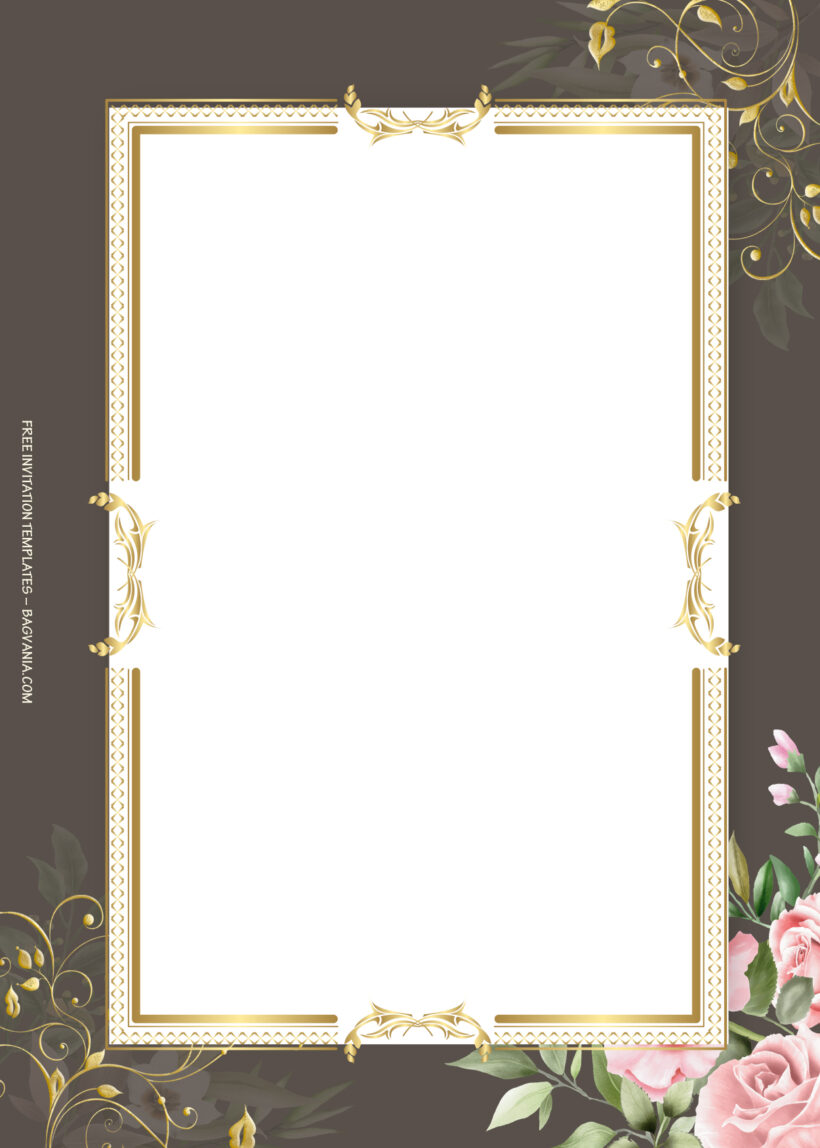 10+ Rocky Blooming Gold Floral Wedding Invitation Templates Eight