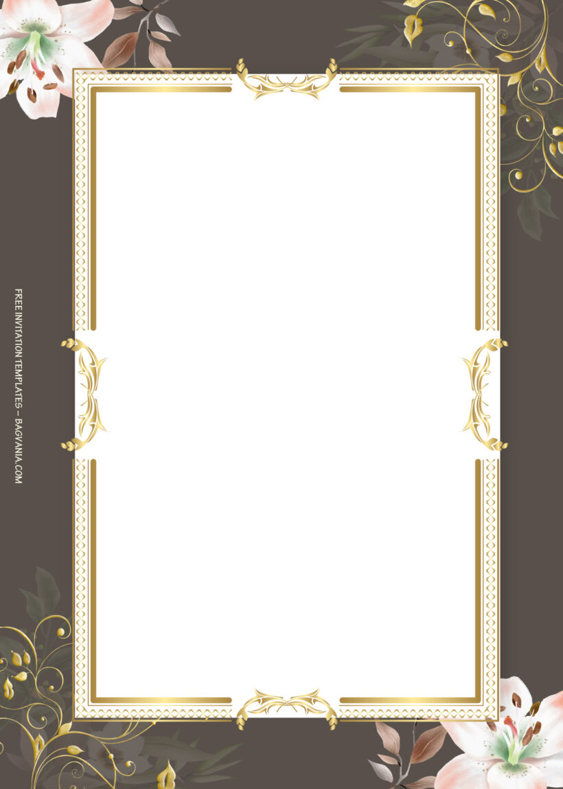 10+ Rocky Blooming Gold Floral Wedding Invitation Templates Five