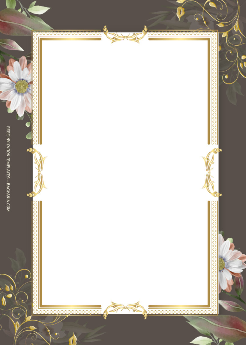 10+ Rocky Blooming Gold Floral Wedding Invitation Templates Four